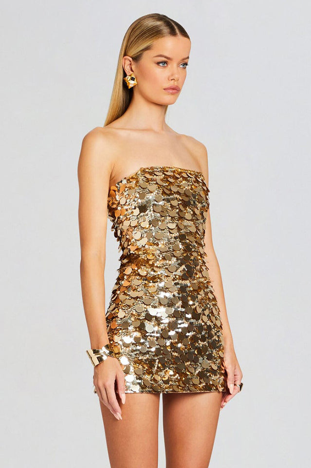 Stergiani Sequin Strapless Mini Dress