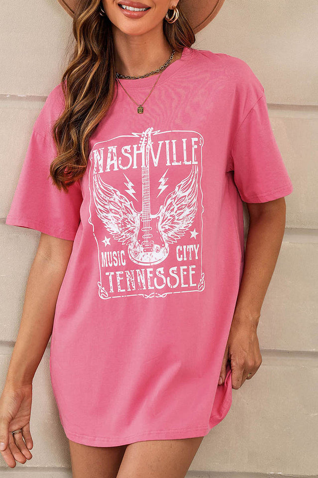 Guitar Slogan Letter Graphic Tee
