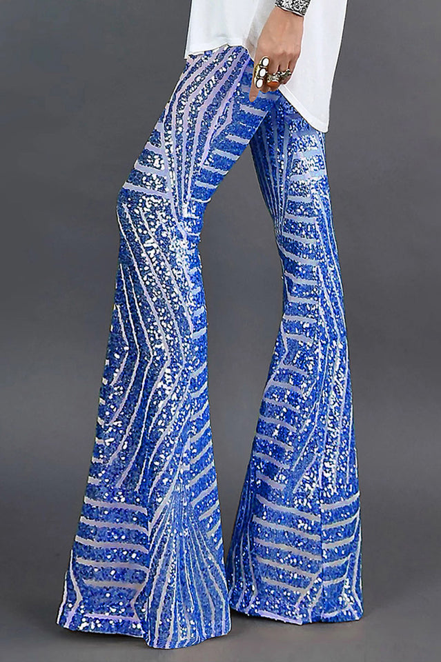 Sequin High Rise Flare Pants