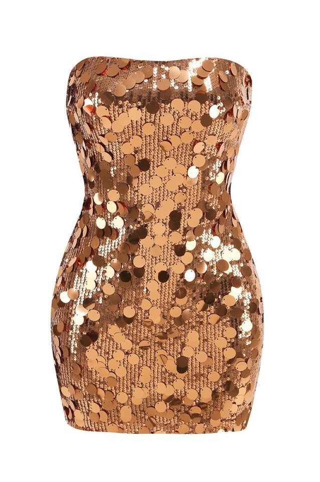 Stergiani Sequin Strapless Mini Dress