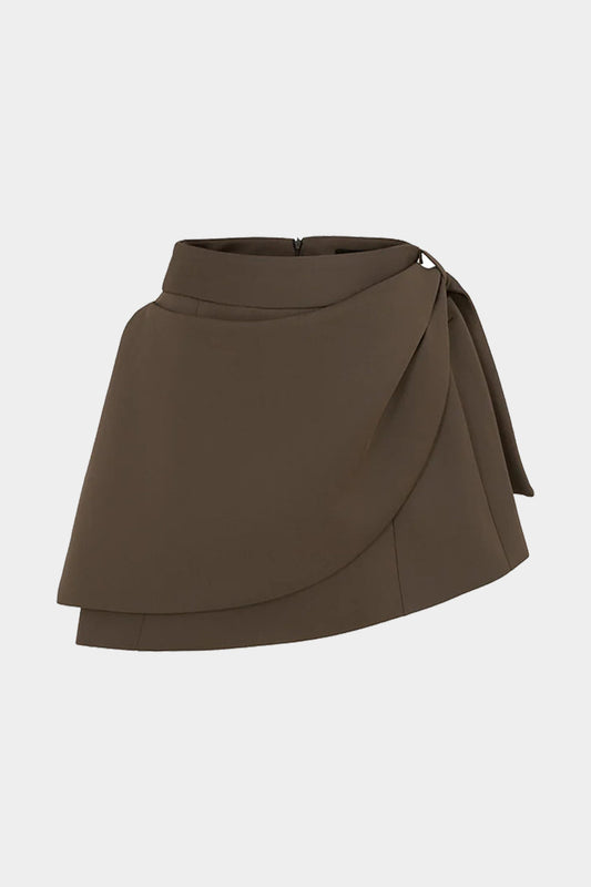 Asymmetrical Ruched Zipper Skirt