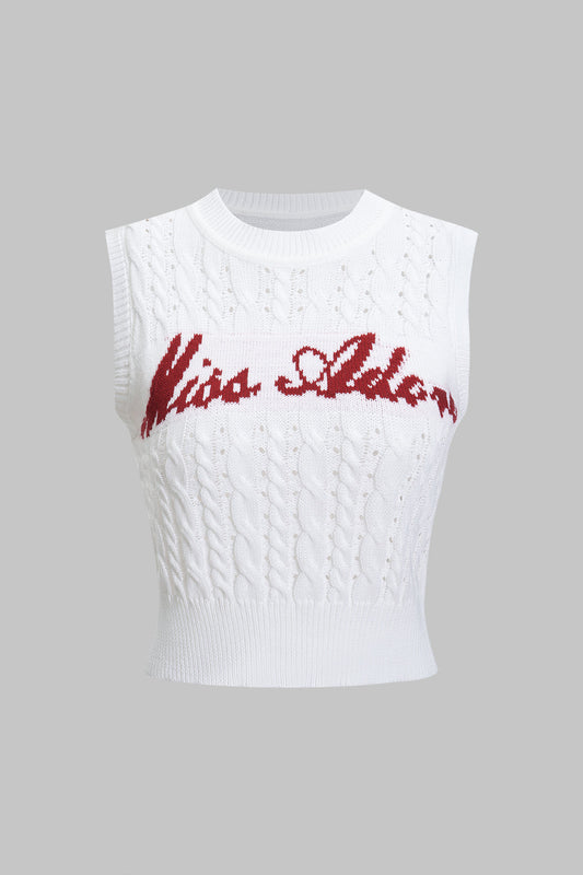 Knit Letter Print Tank Top