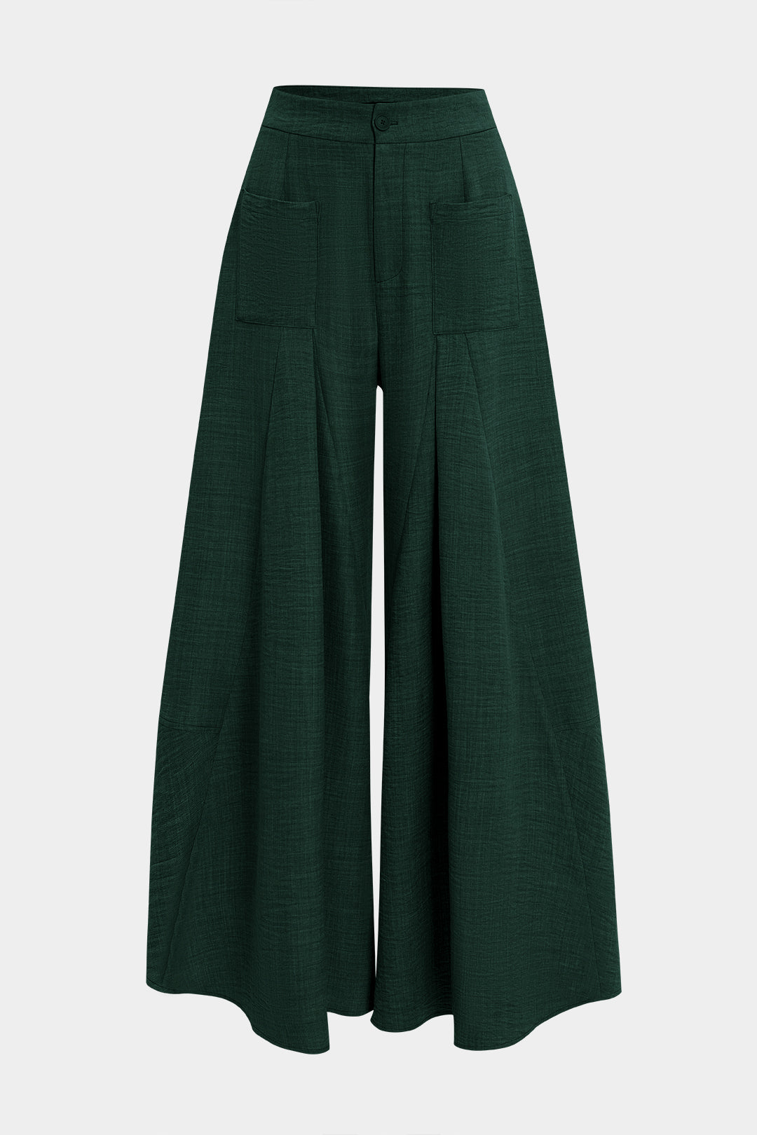 Ruched Zipper Pocket Wide Leg Trousers