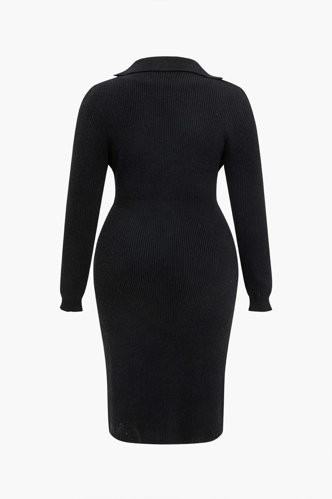 Plus Size Solid Sweater Crossed Button Dress
