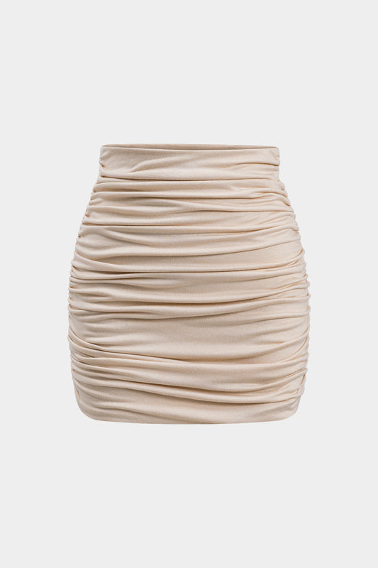 Solid Ruched Mini Skirt
