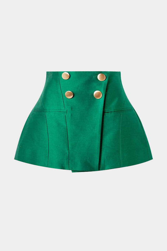 Satin Metallic Button Shorts