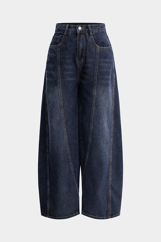 Denim Letter Print Wide Leg Jeans