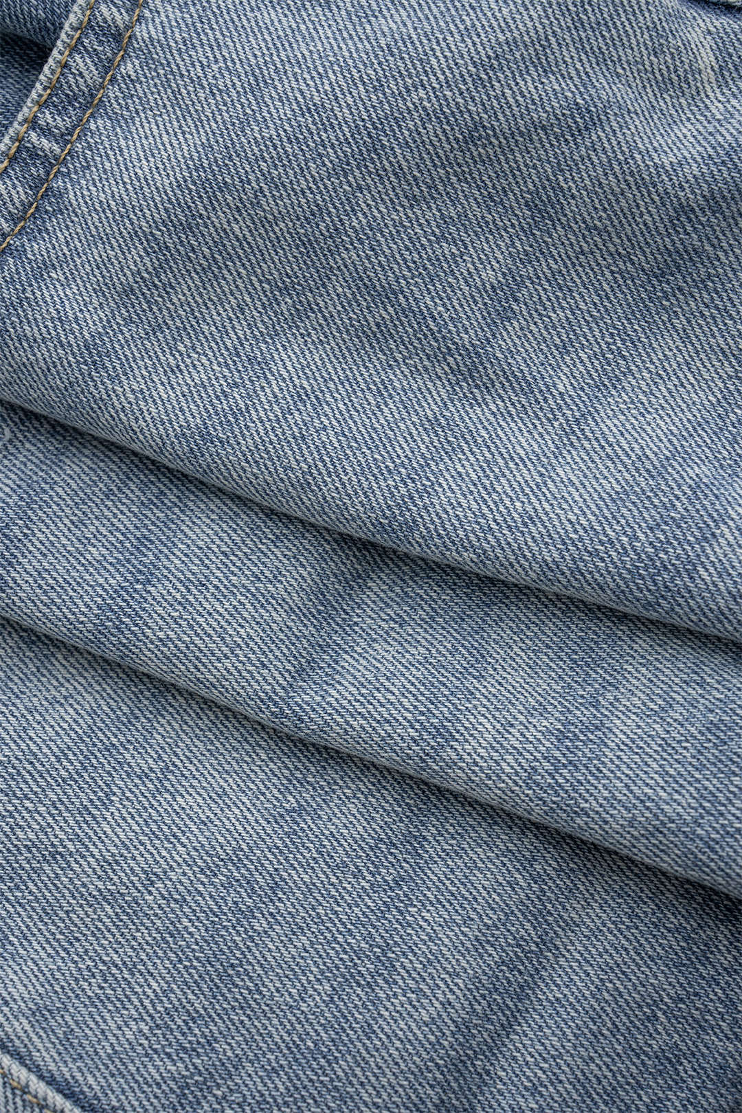 Denim Frayed Mesh Patchwork Belted Skirt
