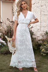 Emma Boho Floral Lace Maxi Dress