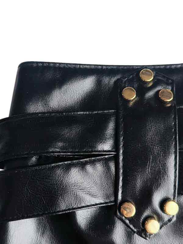 Dark Hip Hop PU Leather Hollow Shorts