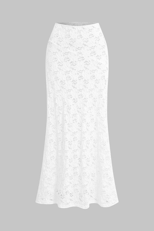 Sheer Lace High Waist Skirt