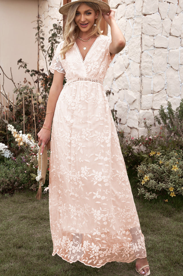 Emma Boho Floral Lace Maxi Dress