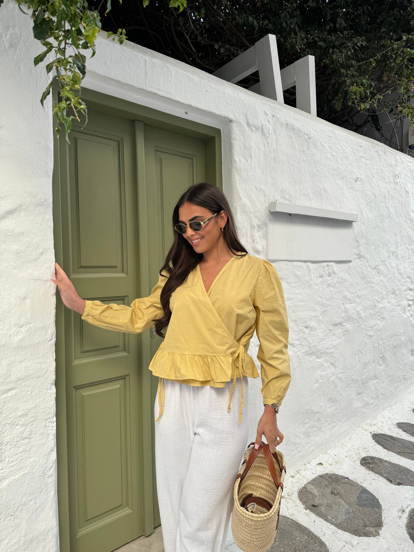 Blouse cache coeur moutarde