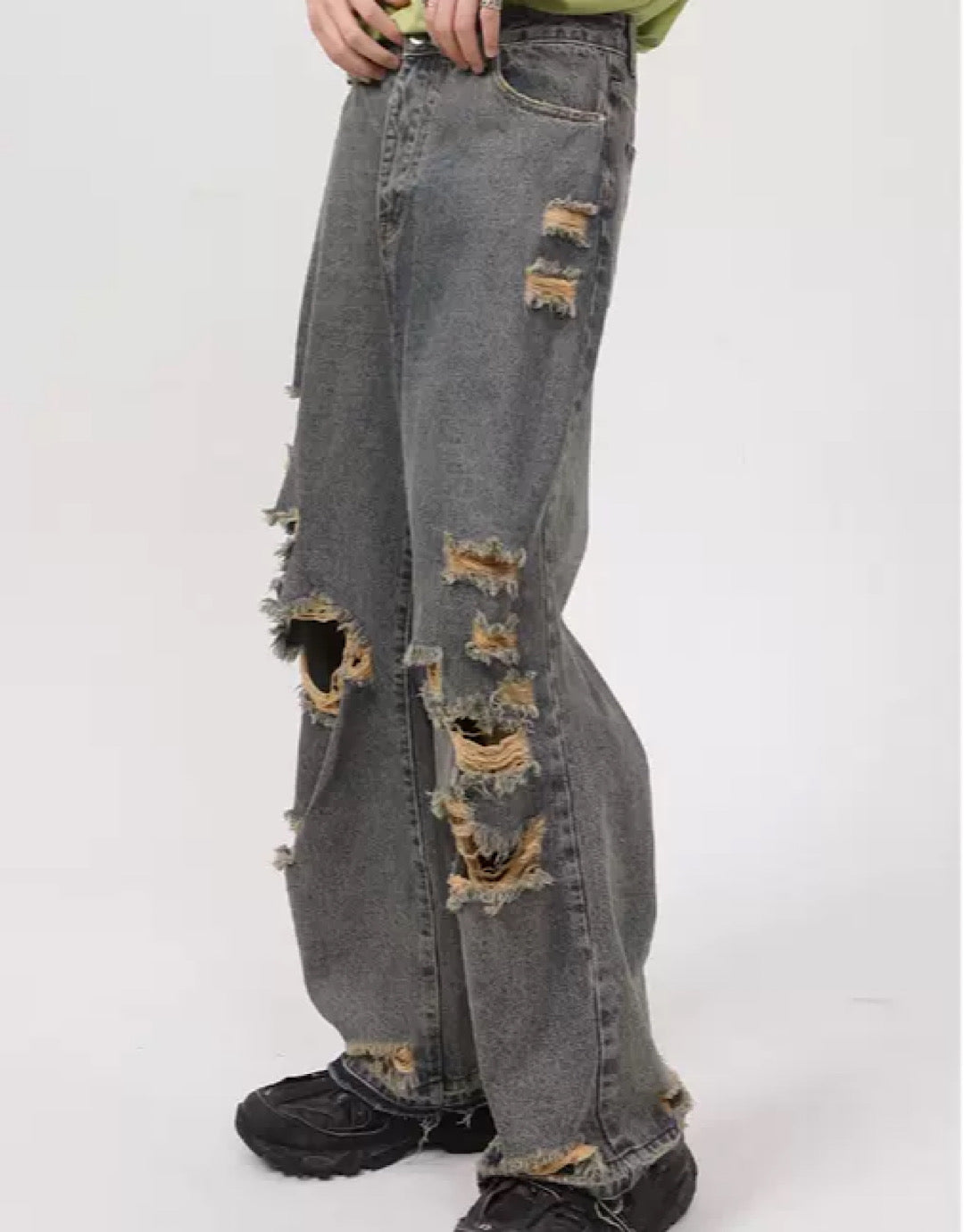 Dirty Punk High Damage Baggy Boyfriend Jeans