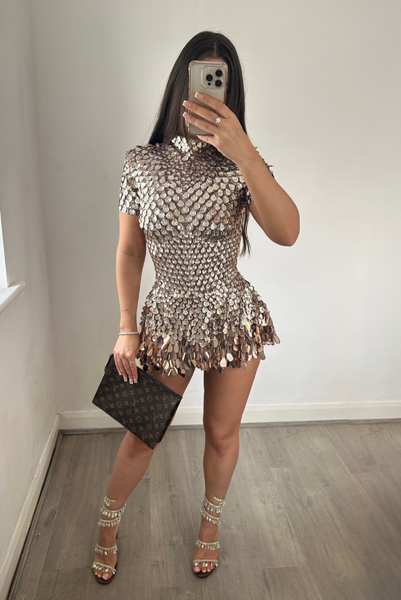 Sophie - Mini Metallic Party Dress