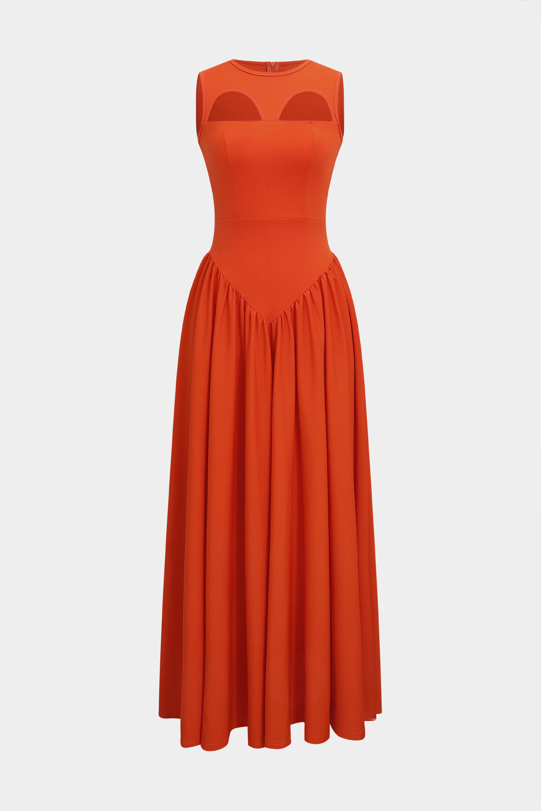 Round Neck Cut Out Sleeveless Maxi Dress