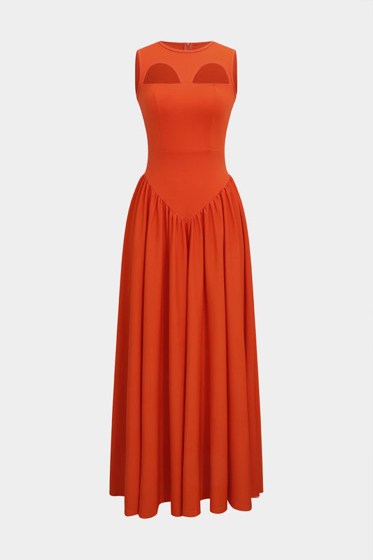 Round Neck Cut Out Sleeveless Maxi Dress