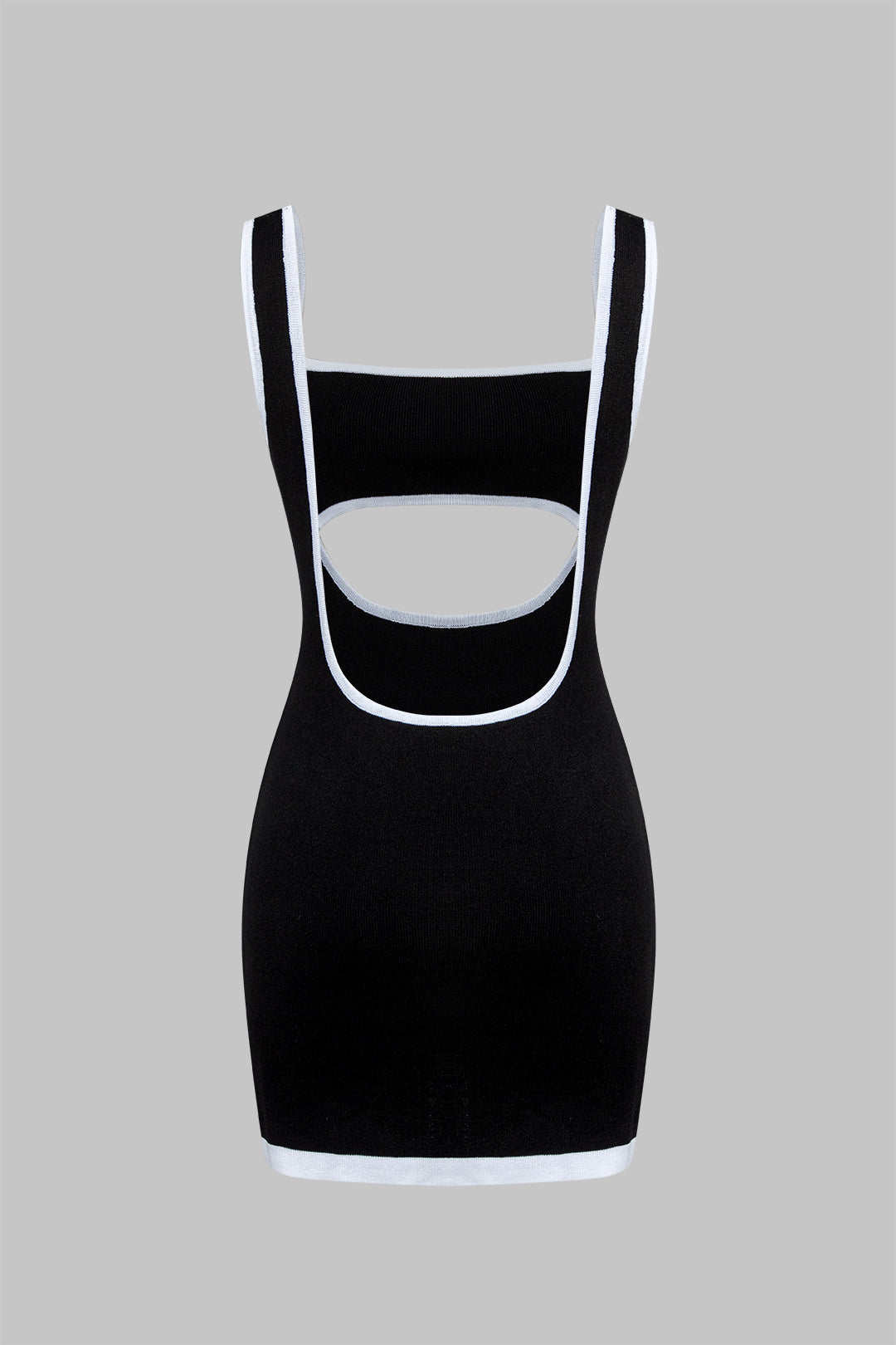 Contrast Knit Cut Out Backless Dress