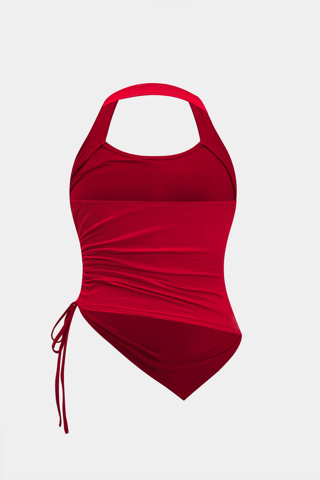 Plus Size Ruched Asymmetrical Tie Knot Tank Top