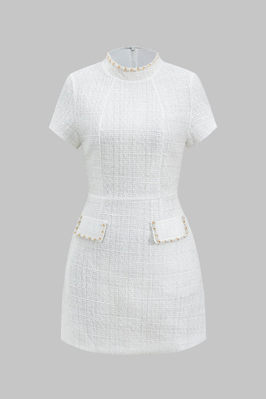 Beaded Short Sleeve Mini Dress