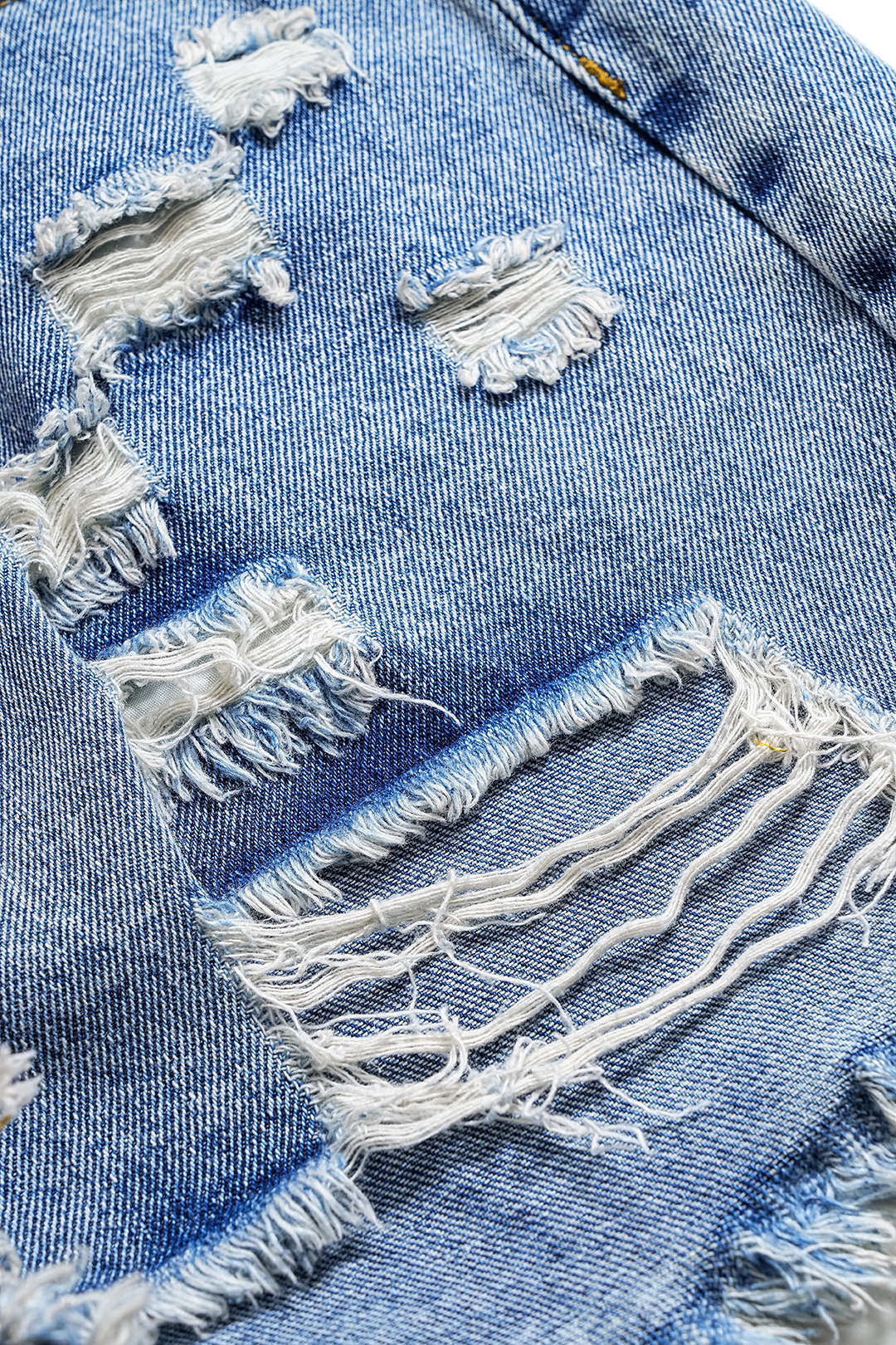 Denim Asymmetry Ripped Button Pocket Shorts