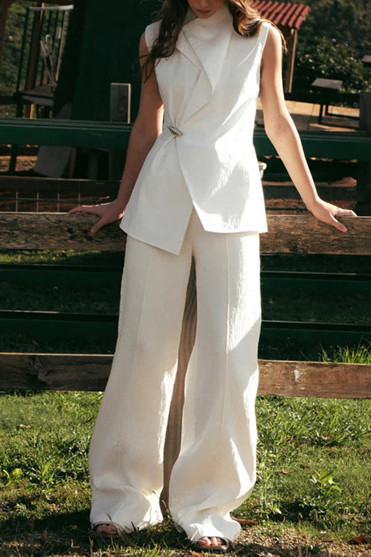 Jacquard Ruched Sleeveless Shirt