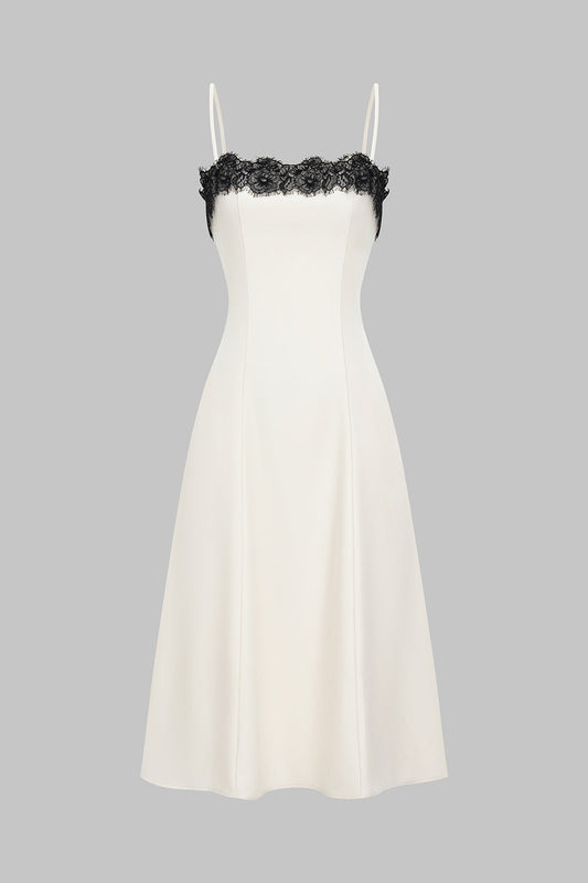 Lace Patchwork Sleeveless Slip Maxi Dress