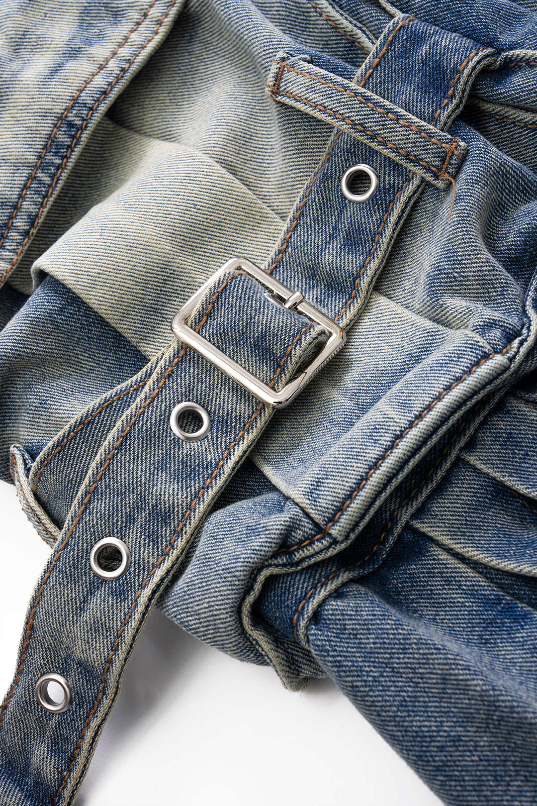 Denim Pleated Pocket Jeans