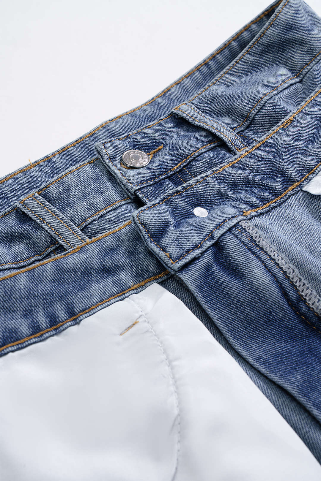 Denim Double Waistband Mini Skirt