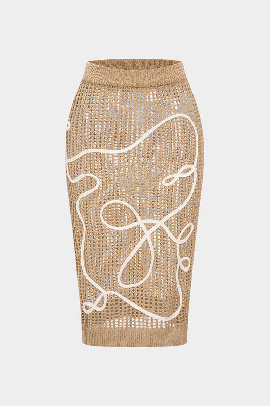 Knit 3D Embroidery Print Skirt