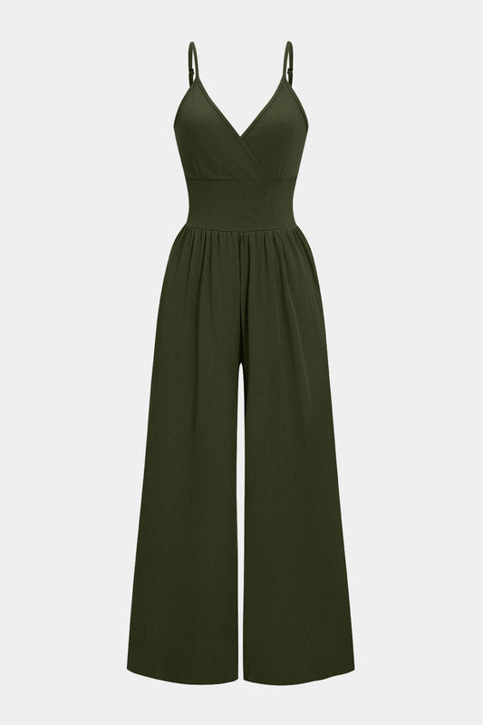 High Waist Wide Leg Sleeveless Jumpsuit