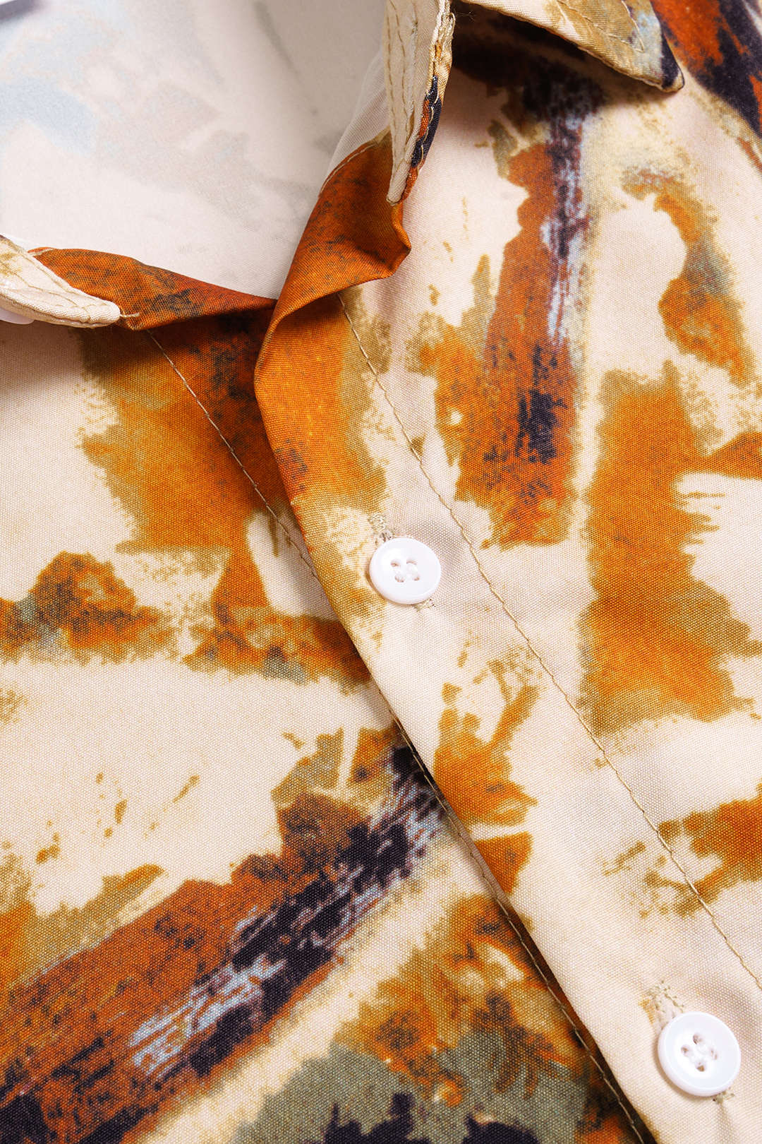 Retro Print Button Short-Sleeve Shirt