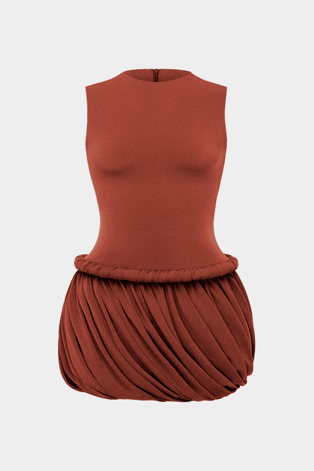 Plus Size Patchwork Ruched Twist Knot Sleeveless Mini Dress