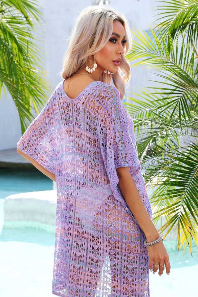 Side Slit Plunge Openwork Cover-Up