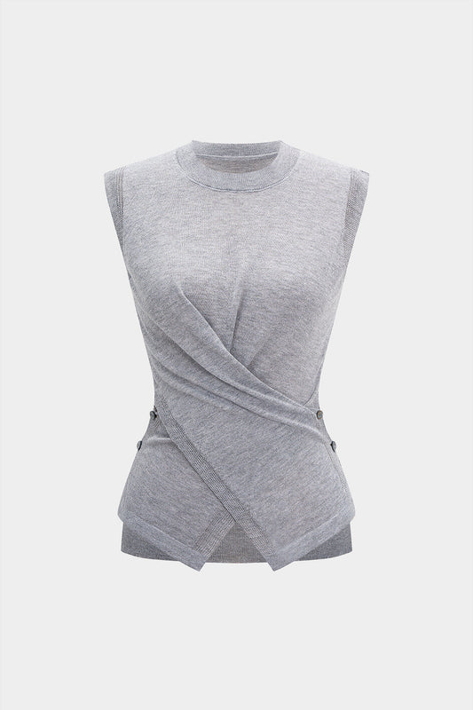 Knit Crossed Ruched Tank Top