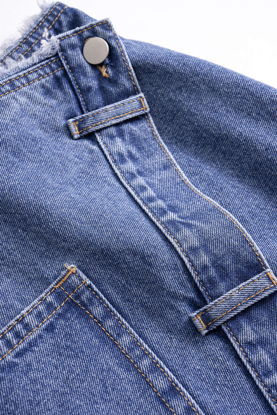 Denim Asymmetrical Pocket Frayed Skirt