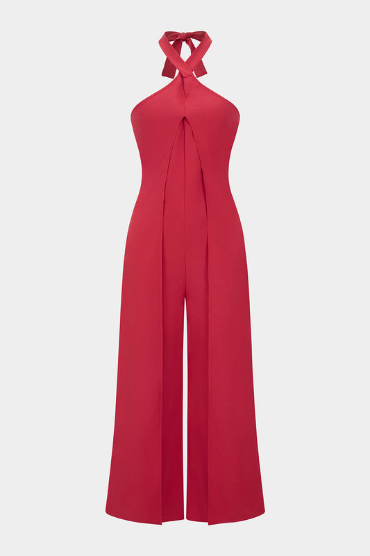 Hlater Backless Tie-Up Wide Leg Sleeveless Jumpsuit