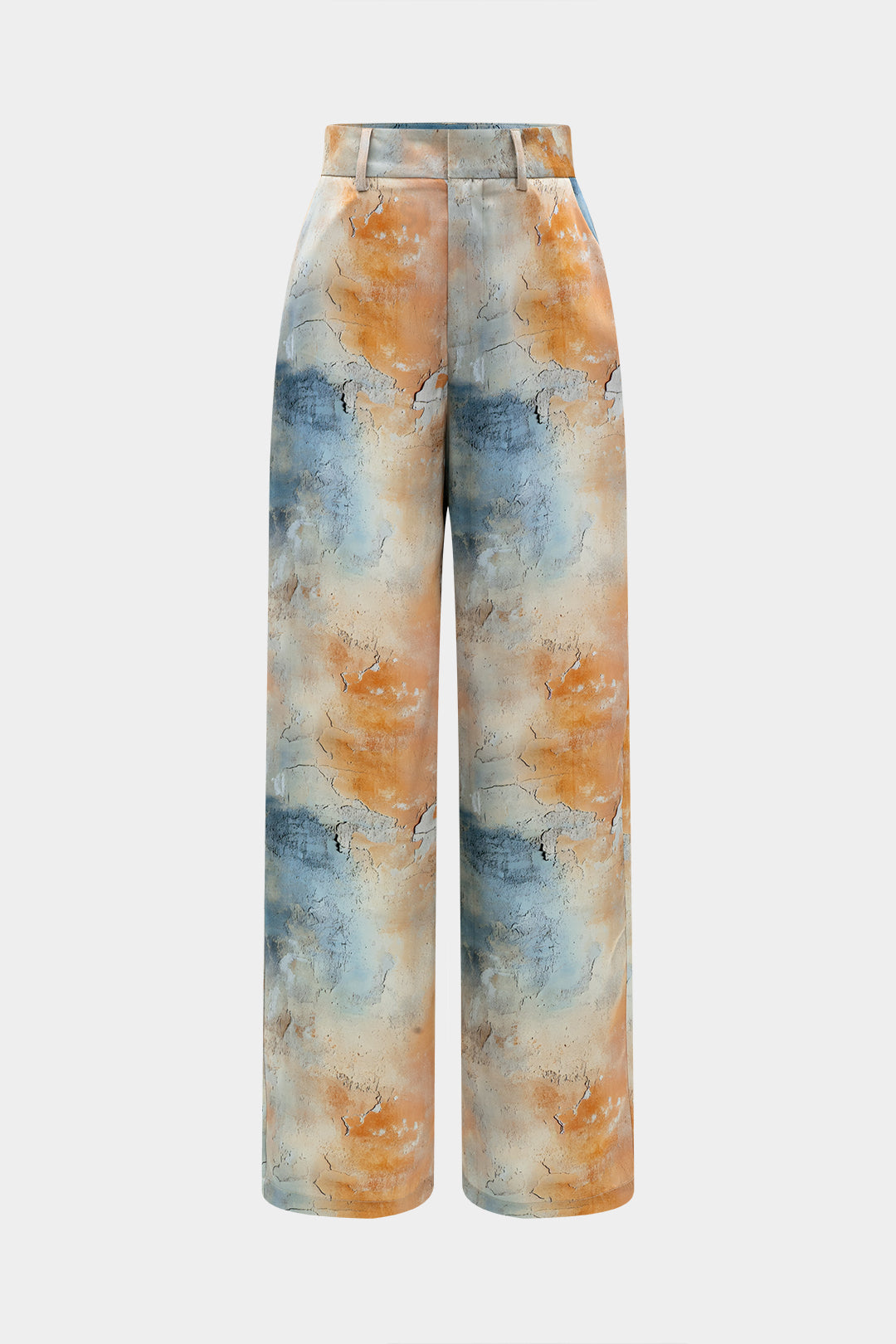 Watercolor Print Satin Pocket Trousers