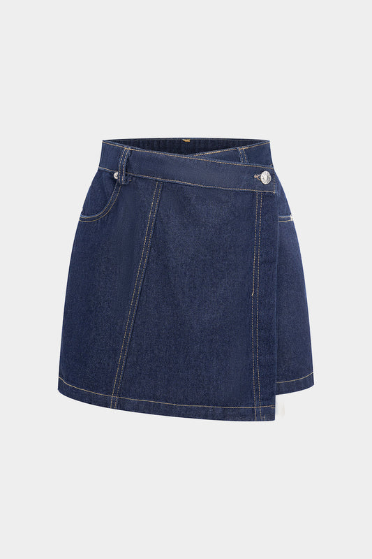 Denim Asymmetrical High Waist Skirt