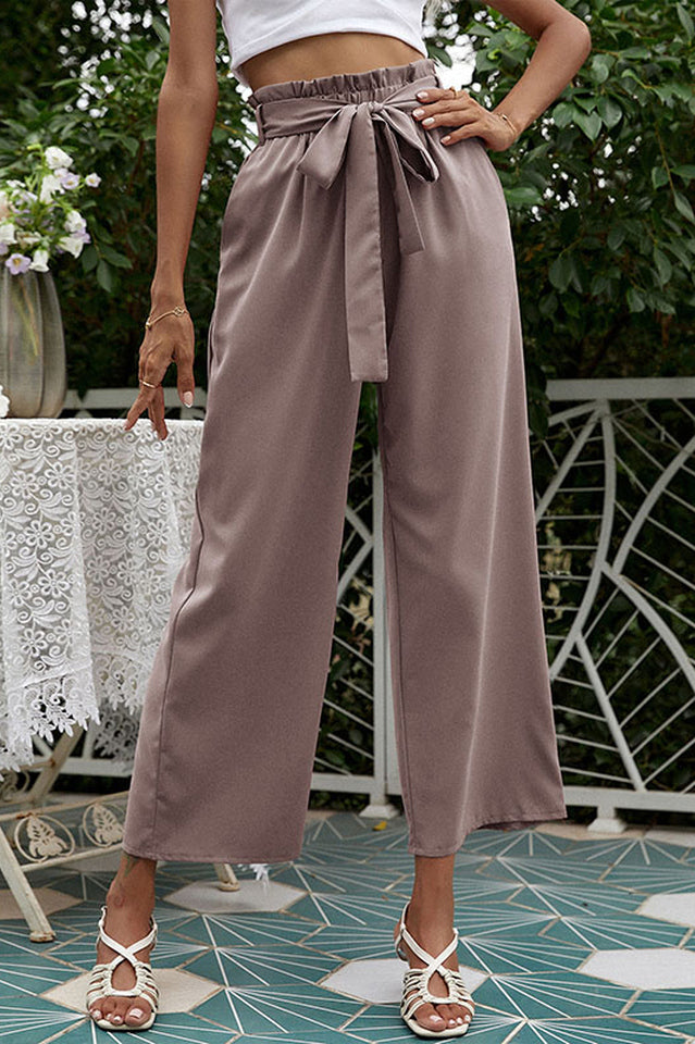 Basic Wide Leg Pants With Belt