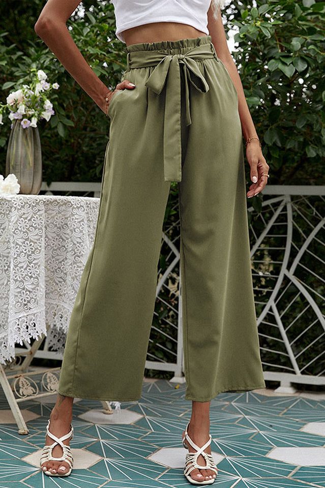 Basic Wide Leg Pants With Belt