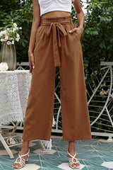 Basic Wide Leg Pants With Belt