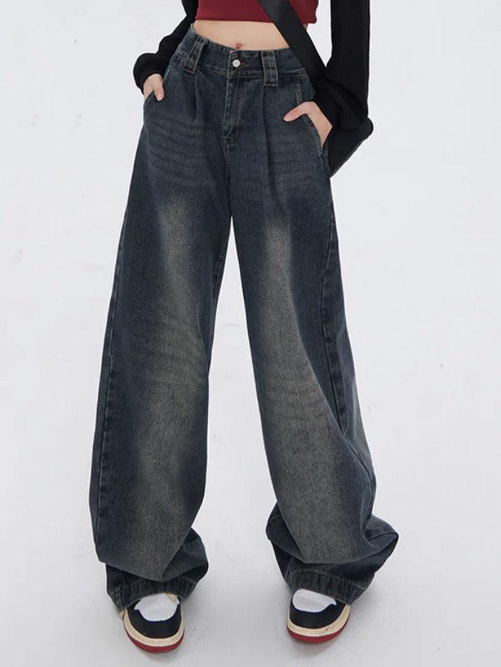 Dark Vintage Washed High Rise Boyfriend Jeans