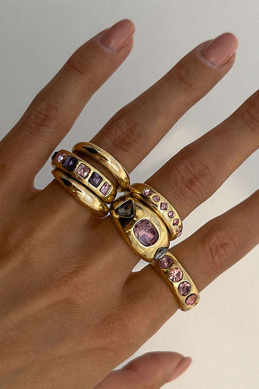 Colorful Diamond Metal Open Ring