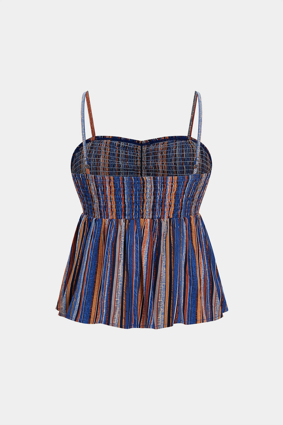 Plus Size Stripes Print Shirred Slip Cami Top