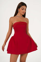 Martha - Strapless Fold Over Mini Dress