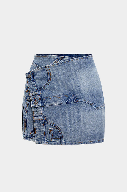 Denim Asymmetrical Design Skirt