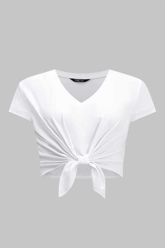 Plus Size Twist Knot Short Sleeve T-Shirt