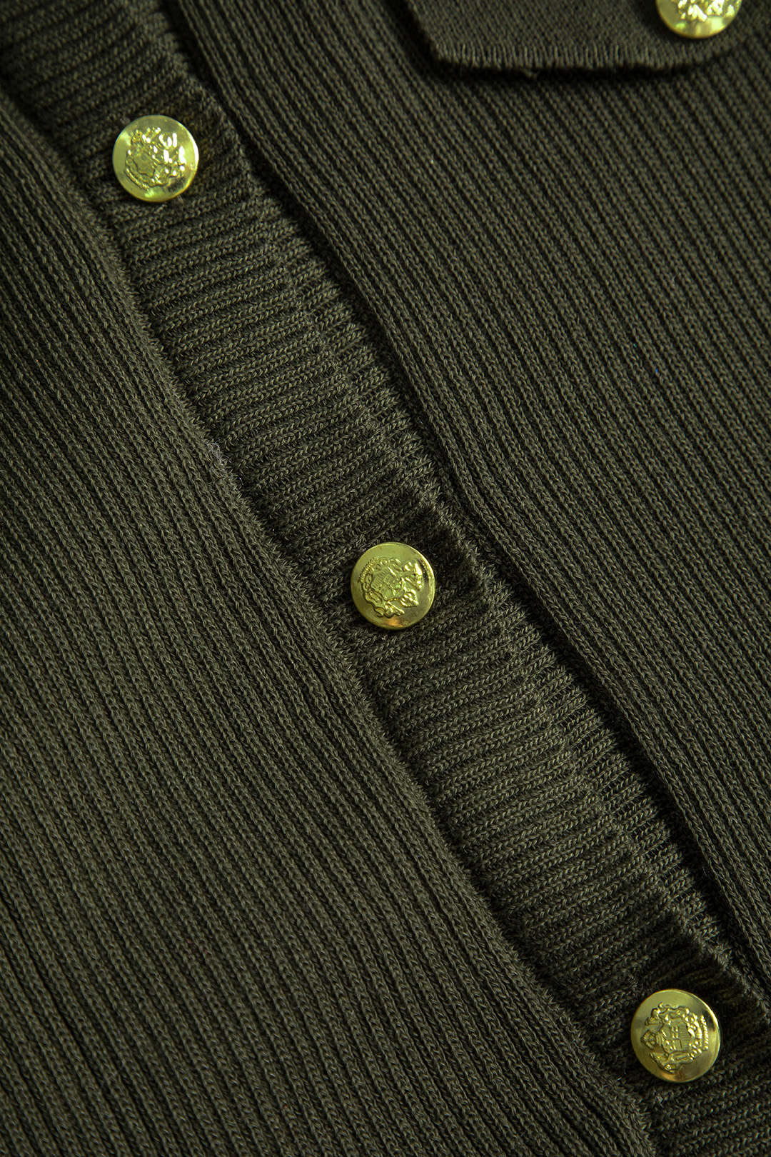 Solid Sweater Button Fake Pockets Mini Dress