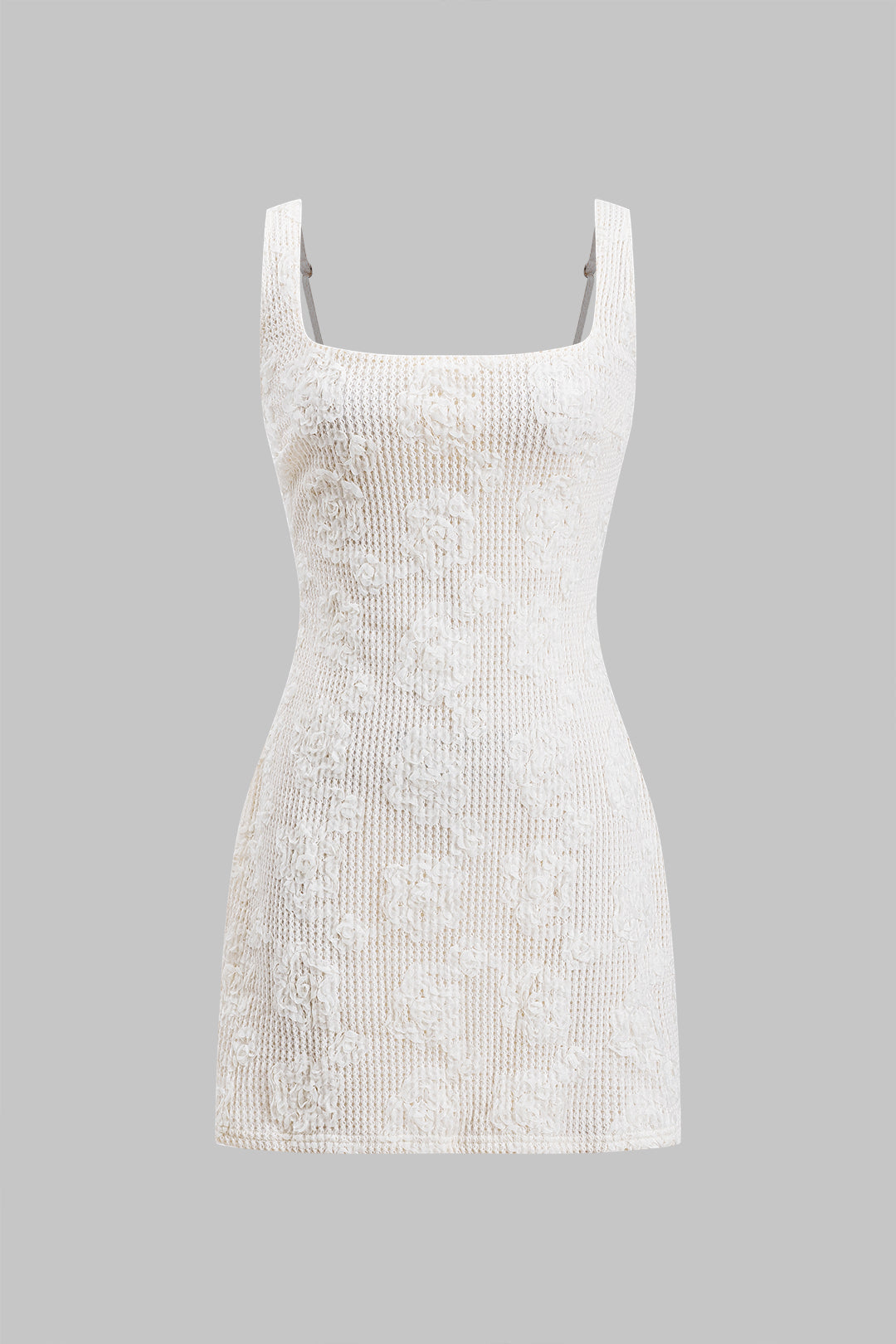 Jacquard Square Neck Tie Back Mini Dress